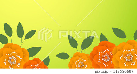 Hello spring banners collection. Background with color leaves, flowers. Nature concept design. Modern floral compositions in trendy flat simple style. Vector illustration for poster, greeting card 112550697