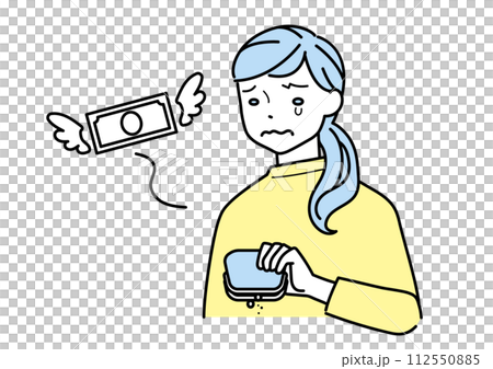お金を失う 悲しむ女性のイラスト素材 [112550885] - PIXTA