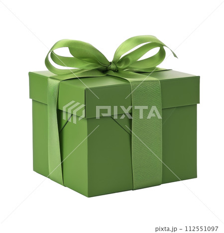 Green Gift Box With Large Bow 112551097
