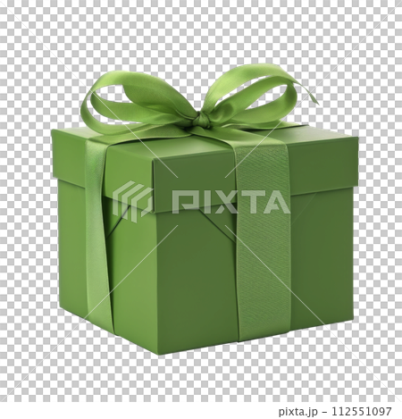 Green Gift Box With Large Bow 112551097