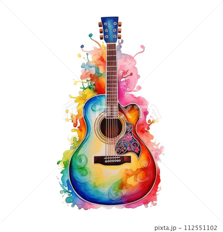 Wooden Guitar With Floral Design 112551102