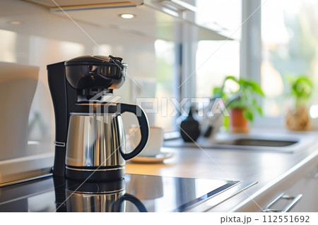 AI-generated content. Modern coffee maker on kitchen counter 112551692