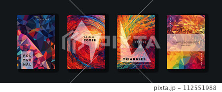 Low poly vertical abstract colorful flyers, collections of A4 size covers, set backgrounds Low poly vertical abstract colorful flyers, collections of A4 size covers, set backgrounds 112551988