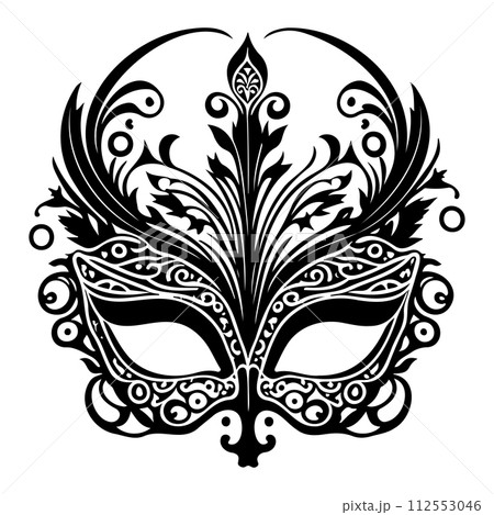 Elegant carnival mask black illustration sketch hand draw  112553046