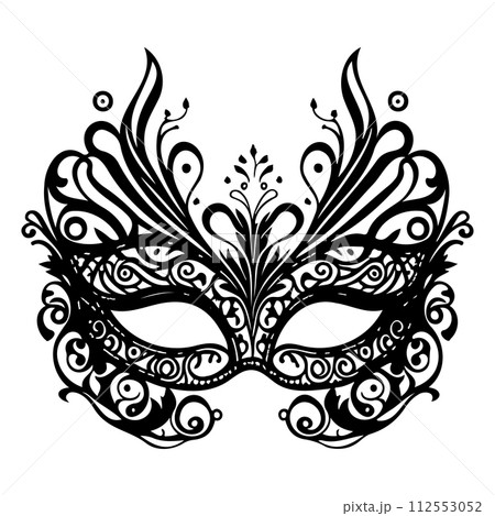 Elegant carnival mask black illustration sketch hand draw Elegant carnival mask black illustration sketch hand draw 112553052