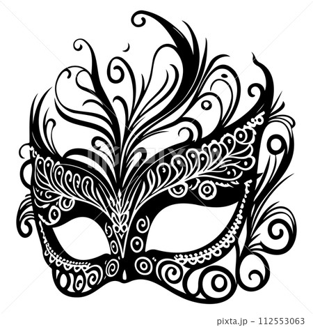 Elegant carnival mask black illustration sketch hand draw Elegant carnival mask black illustration sketch hand draw 112553063