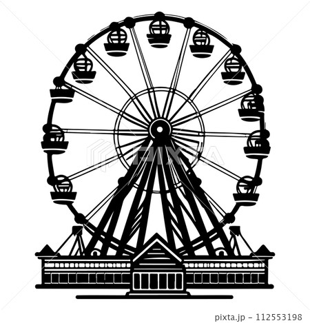 Big Ferris Wheel at Night Amusement Park illustration sketch hand draw  112553198
