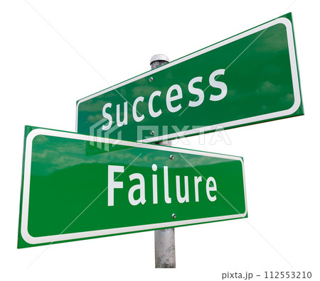 Success, Failure 2 Way Green Road Sign Isolated on White. 112553210