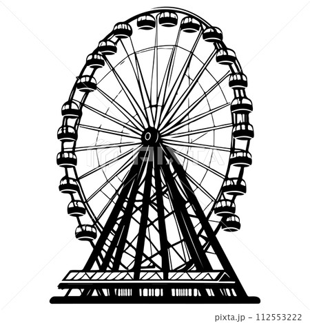 Big Ferris Wheel at Night Amusement Park illustration sketch hand draw Big Ferris Wheel at Night Amusement Park illustration sketch hand draw 112553222