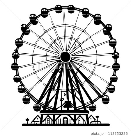 Big Ferris Wheel at Night Amusement Park illustration sketch hand draw Big Ferris Wheel at Night Amusement Park illustration sketch hand draw 112553226
