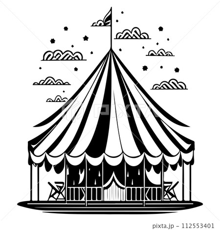 carnival Circus Tent Engraving illustration sketch hand draw  112553401
