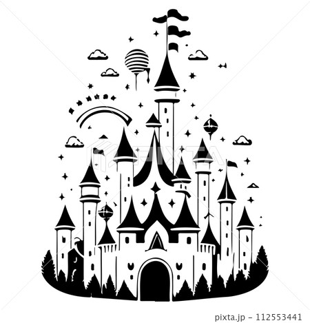 carnival Circus castle amusement park illustration sketch hand draw  112553441