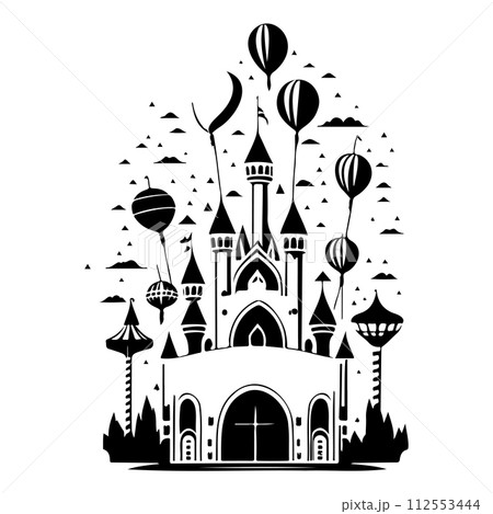 carnival Circus castle amusement park illustration sketch hand draw  112553444
