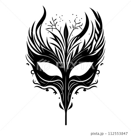Mardi Gras mask carnival illustration sketch draw black 112553847