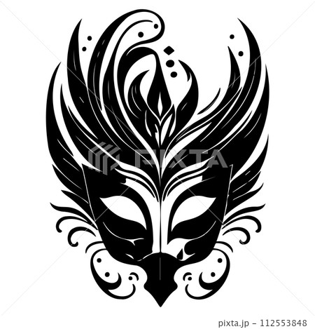 Mardi Gras mask carnival illustration sketch draw black 112553848