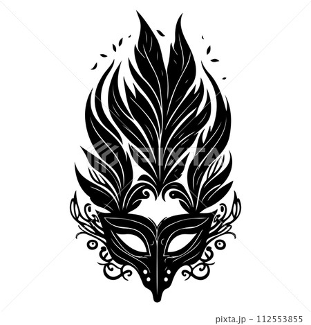 Mardi Gras mask carnival illustration sketch draw black 112553855