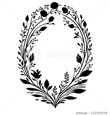 engravings floral frame illustration sketch draw  112554354