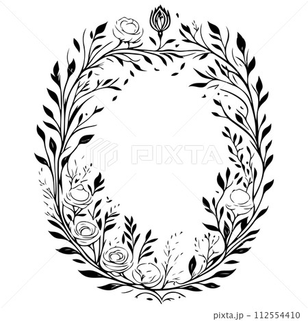 engravings floral frame illustration sketch draw  112554410