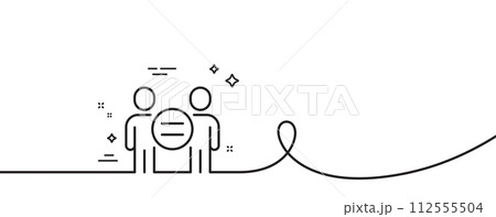 Ethics line icon. Continuous one line with curl. Gender equality sign. Equal balance symbol. Ethics single outline ribbon. Loop curve pattern. Vector 112555504