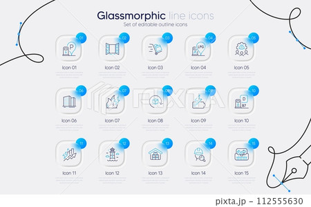 Set of Push cart, Battery and Buildings line icons for web app. Consumption growth, Return package, Toolbox icons. Charging station, Lighthouse, Diesel station signs. Fire energy. Vector Set of Push cart, Battery and Buildings line icons for web app. Consumption growth, Return package, Toolbox icons. Charging station, Lighthouse, Diesel station signs. Fire energy. Vector 112555630