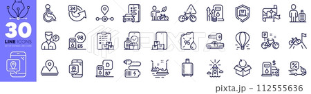 Delivery discount, Lighthouse and Petrol canister line icons pack. Air balloon, Battery, Delivery report web icon. Online storage, Bumper cars, Station pictogram. Car key, Petrol station, Bike. Vector Delivery discount, Lighthouse and Petrol canister line icons pack. Air balloon, Battery, Delivery report web icon. Online storage, Bumper cars, Station pictogram. Car key, Petrol station, Bike. Vector 112555636