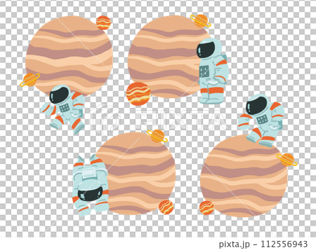 穿著太空衣和行星的流行框架插圖集 112556943