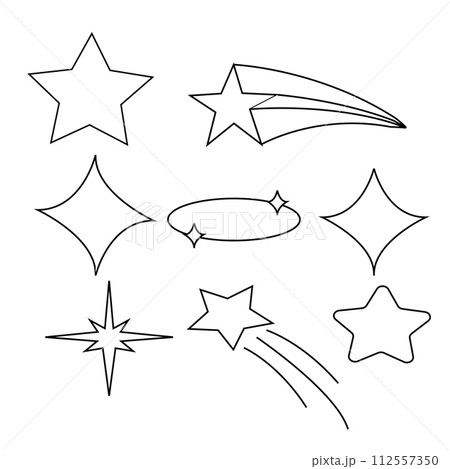 Retro futuristic sparkle icons collection. Set of star shapes. Abstract cool shine effect sign vector design. 112557350