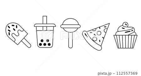 Fast food vector line icons set. 112557369