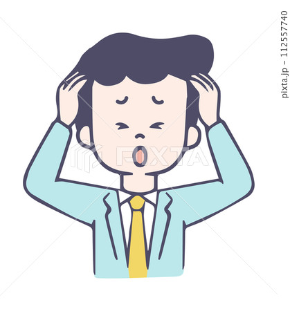 頭を抱えるビジネスマン 112557740