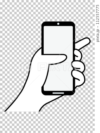 スマートフォンを持つ手 112557775