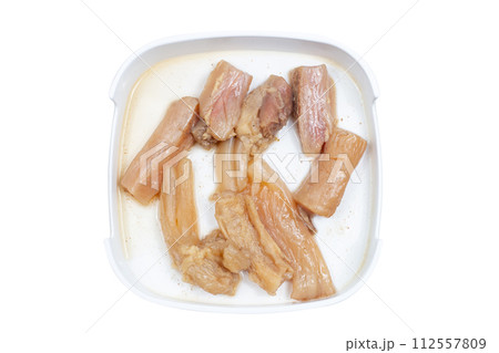 Fresh raw offal sliced on square plate isolated on white background, hot pot ingredients. Fresh raw offal sliced on square plate isolated on white background, hot pot ingredients. 112557809