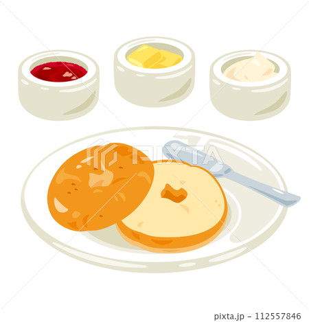 皿に盛られたベーグル 皿に盛られたベーグル 112557846