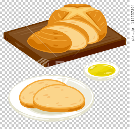 木盤和盤子上的黑麥麵包 木盤和盤子上的黑麥麵包 112557894