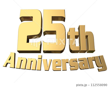 3DCG文字「25th Anniversary/25周年」ゴールド,金 3DCG文字「25th Anniversary/25周年」ゴールド,金 112558090