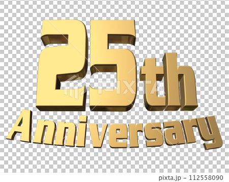3DCG文字「25th Anniversary/25周年」ゴールド,金 3DCG文字「25th Anniversary/25周年」ゴールド,金 112558090