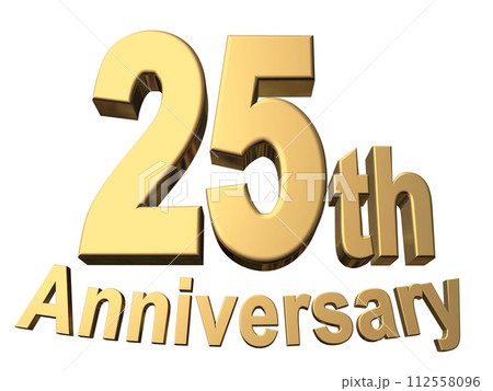 3DCG文字「25th Anniversary/25周年」ゴールド,金 112558096