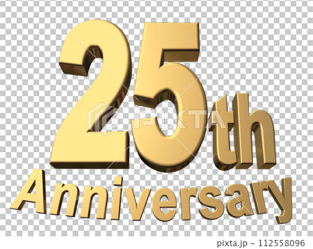 3DCG文字「25th Anniversary/25周年」ゴールド,金 112558096