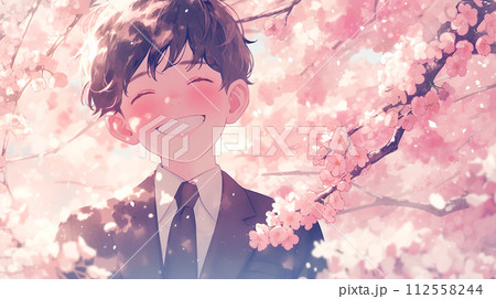 桜の下で　水彩画 桜の下で水彩画