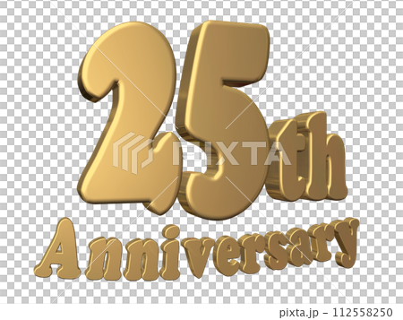 3DCG文字「25th Anniversary/25周年」ゴールド,金 3DCG文字「25th Anniversary/25周年」ゴールド,金 112558250