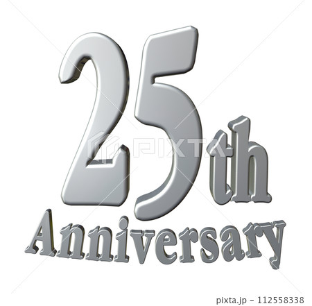 3DCG文字「25th Anniversary/25周年」シルバー,銀 3DCG文字「25th Anniversary/25周年」シルバー,銀 112558338