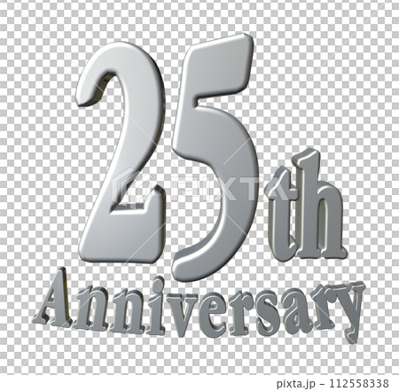 3DCG文字「25th Anniversary/25周年」シルバー,銀 3DCG文字「25th Anniversary/25周年」シルバー,銀 112558338