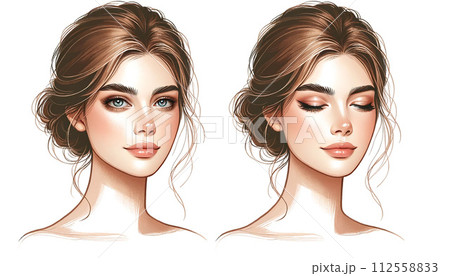 美しい女性の顔 112558833