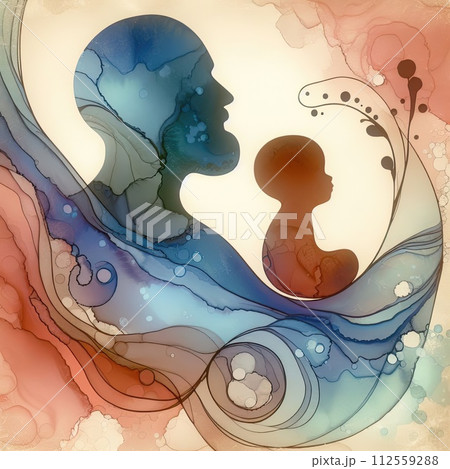 Father's day in watercolr with Generative AI. 112559288