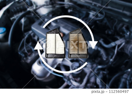 Car air filter, new and old car air filters comparison for replacement 112560497