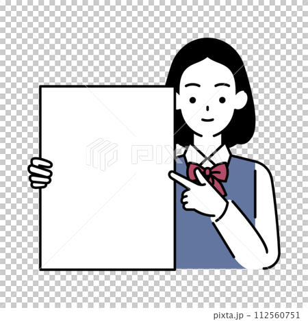 Illustration material 1 of a female student holding a panel 112560751