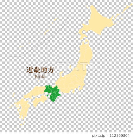 日本列島的近畿地區以及近畿地區的各縣 日本列島的近畿地區以及近畿地區的各縣 112560804