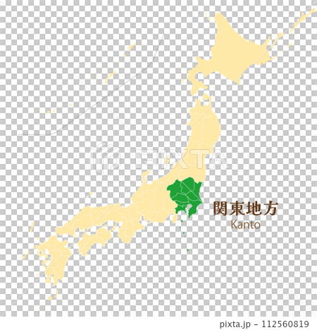 日本列島の中の関東地方、関東地方の各県 日本列島の中の関東地方、関東地方の各県 112560819