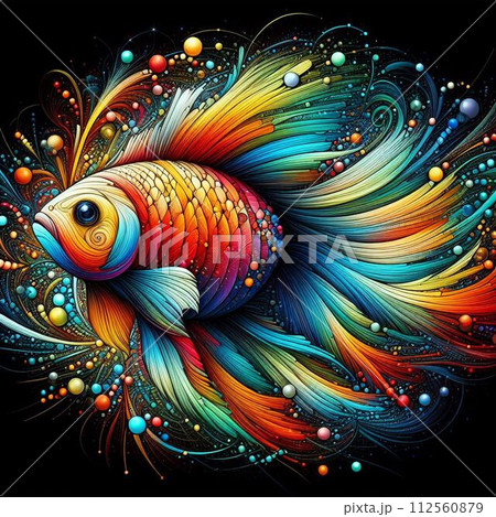 カラフルな羽根のような振れを持つ魚 カラフルな羽根のような振れを持つ魚 112560879