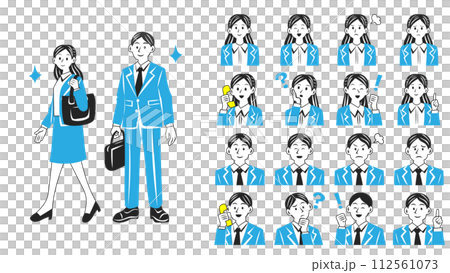 New employee's whole body and facial expression icon. Vector illustration set. 112561073
