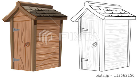 Wooden Outhouses Vector Illustration Wooden Outhouses Vector Illustration 112562150